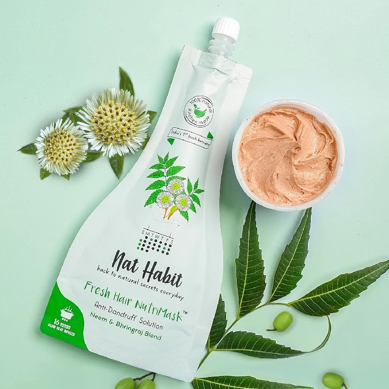 Nat Habit Neem Bhringraj Blend Nutri Hair Mask For Dandruff & Rosemary Conditioning Methi Jal Hair Care For Men & Women, 280 g-2.webp